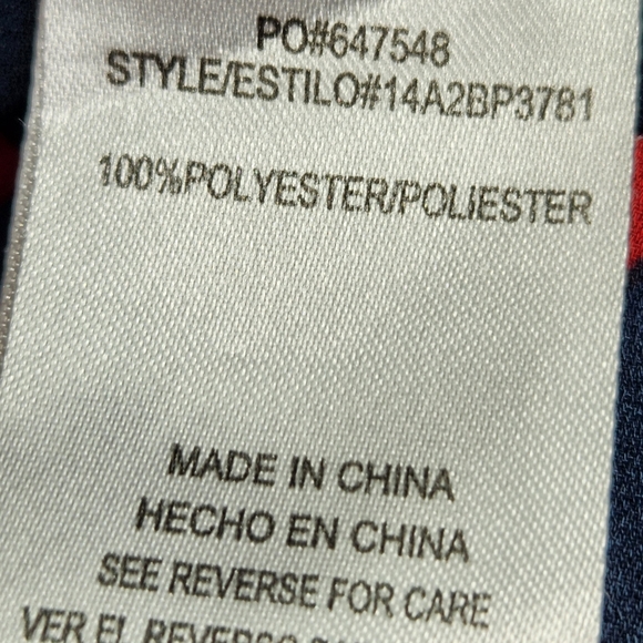 HeartSoul Navy & Red Zig Zag Striped Hi-Low Hem Short Sleeve Top Size Small - Picture 7 of 8